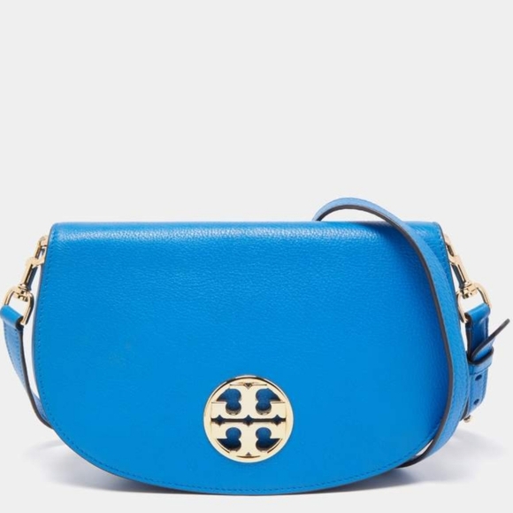 Tory Burch Handbags - TORY BURCH Turquoise blue gold crossbody pebbled leather jamie purse handbag bag